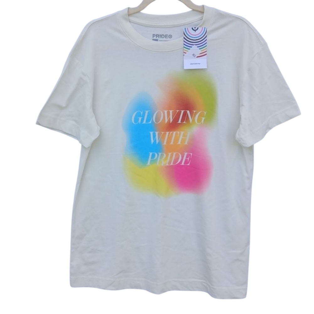 GLOWING WITH PRIDE TEE Short Sleeve T-shirt Pale Yellow Medium NWT